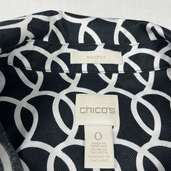 Chicos No Iron Cotton Button Down Shirt Loop  Print Long Sleeve Workwear 0 SMALL - Picture 4 of 10